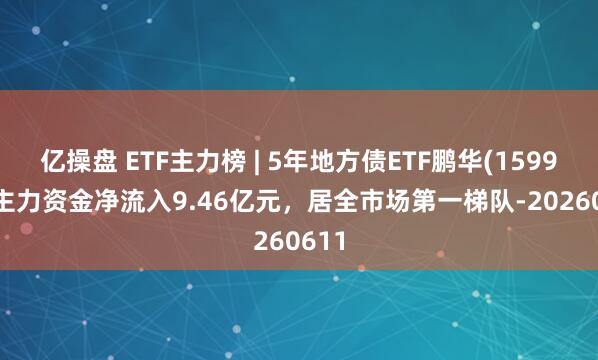 亿操盘 ETF主力榜 | 5年地方债ETF鹏华(159972)主力资金净流入9.46亿元，居全市场第一梯队-20260611
