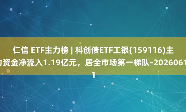 仁信 ETF主力榜 | 科创债ETF工银(159116)主力资金净流入1.19亿元，居全市场第一梯队-20260611