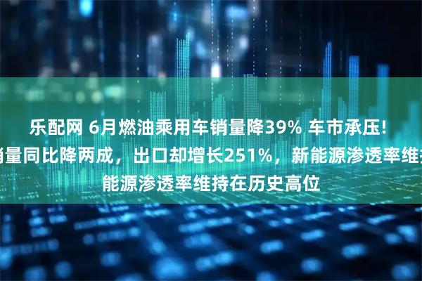 乐配网 6月燃油乘用车销量降39% 车市承压! 上半年汽车销量同比降两成,出口却增长251%,新能源渗透率维持在历史高位